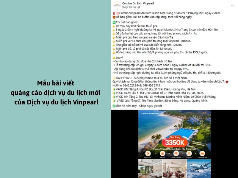 Mẫu bài viết quảng cáo dịch vụ du lịch mới