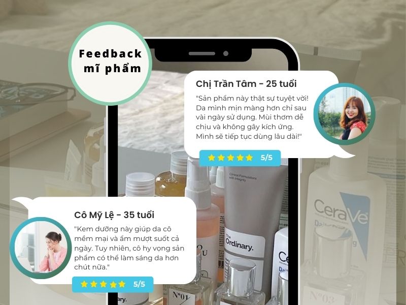 Mẫu feedback hay cho lĩnh vực mỹ phẩm skincare
